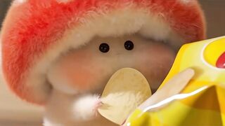Cute mushroom Lays eating