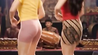 Dancing on stage with a red tangtop girl
