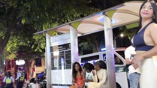 A walking tour in the modern city streets. 0001