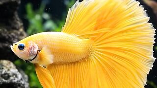 Beautiful yellow ornamental fighting fish