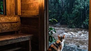 The world is falling apart outside, but the nest is safe 🌧️🐈❤️