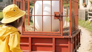 GIANT Egg Hides a HUGE Rooster! 🥚🐓😱 Monkey’s Crazy Ride!