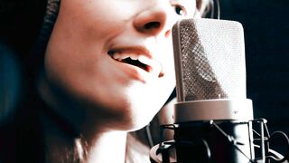 Beautiful Singer Recording a New Song