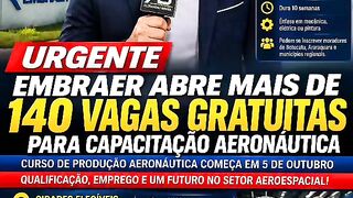 Embraer oferece capacitação gratuita em produção aeronáutica