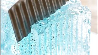 Oddly Satisfying Blue Ice Crinkle Cutting ASMR | Crisp Slices
