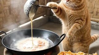 A Day in the Life of Indonesian Village Cats | AI Cooking & Family Meals