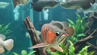 Various colors of arowana fish
