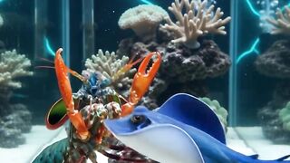 Stingray challenges shrimp to a duel, who will win?