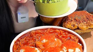 Spicy Chicken Noodles with Salmon Flowers |||