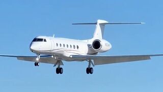 Gulfstream Private Jet N552MW Smooth Landing ✈️ | Close-Up Jet Arrival