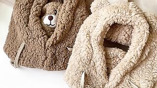 Cartoon Bear Ear Lamb Beanie Hat With Mask Warm Balaclava for Winter