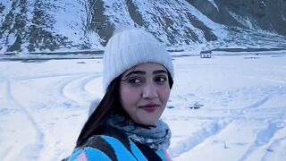 Enjoying snow in Kashmir valley