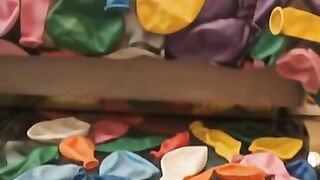 Epoxy floor with balloons