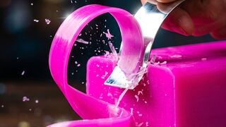 Satisfying Pink Soap Peeling ASMR | Craft Knife Curls