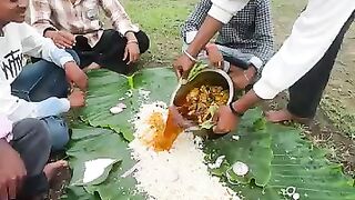 All friends they are giving party at filed