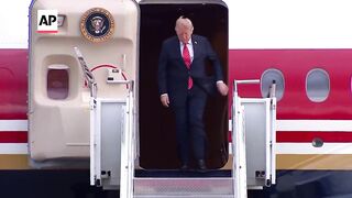 US President Trump arrives at Dublin airport to attend the 2026 Amgen Irish Open