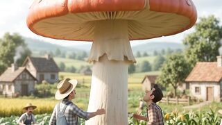 A Giant Mushroom Suddenly Sneezed… And Blew the Tiny Farmers Away! 🍄🤧😱