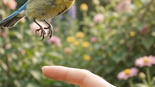 A Tiny Bird Lands on a Human Hand