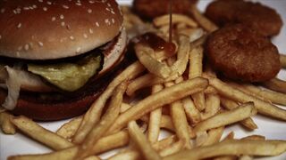 FRENCH FRIES WITH BURGER