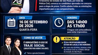Para os convocados do diário oficial  dia 16 de setembro às 14:00