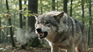 Snake attacks wolf in Forest - Cobra ataca a un lobo en el Bosque.