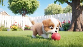 🐶🍎 The Cutest Puppy Finds a Red Ball! 😍🐾