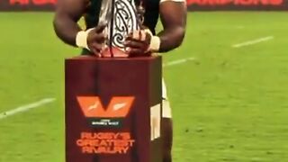 When a player is winning a trophy . After 5 year. He say very happy .