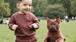 Baby n cat funny dance 😍