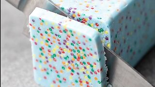 Satisfying Blue Sprinkle Soap Slicing ASMR | Confetti Cuts