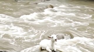Saving a kid from being swept away by the flood