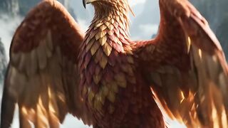 Giant Mythical Bird Unfolds Its Massive Wings Above the Clouds