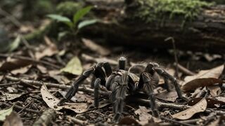 Black mamba attacks tarantula - La mamba negra ataca a la tarántula.
