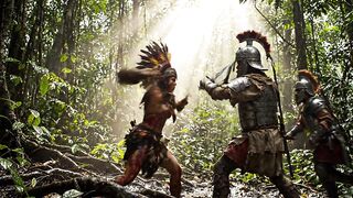 Indigenous warrior fighting - Guerrero indígena en combate