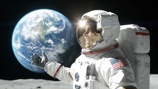 Astronaut walking on the moon - Astronauta caminando sobre la Luna