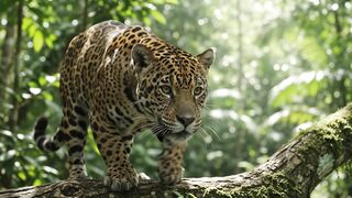 Jaguar hunting for its prey - Jaguar buscando a su presa.