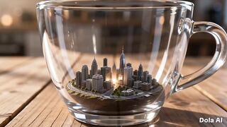 A FUTURE CITY Inside a Coffee Cup! 🤯🏙️ | AI Magic #Shorts