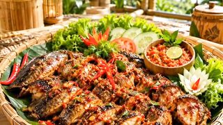 Spicy grilled eel — traditional Indonesian feast 🔥