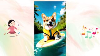 Cachorro surfista Ondas, equilíbrio e muita fofura!