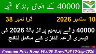 40000 Premium Prize Bond Draw no 38 Sialkot Result 10 September 2026 | Prize Bond Result Today