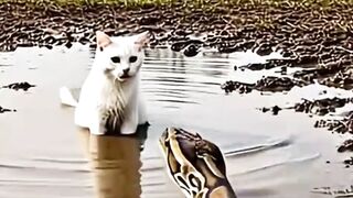 A cobra escolheu o oponente errado. 🐍 #natureza #gato #shorts