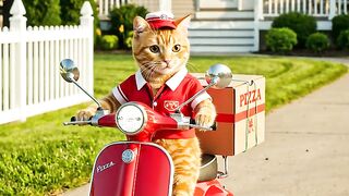 When Your Pizza Driver Is a Cat 😂🍕