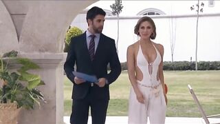 girl seduces a man with a sexy dress