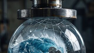Hydraulic Press Crushing a Glass Ocean Orb | Hyper-Realistic AI ASMR
