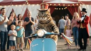 Cat drive a scooter