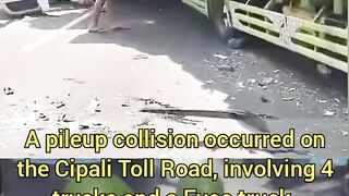 Viral  Pileup on Cipali Toll Road — Driver Trapped! 4 Trucks Involved!