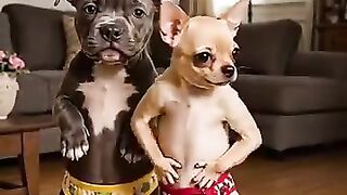 Baby BOBI has started to memorize the dance moves_ _dog _smartdog _funydog _pitbull _chihuahua _dance