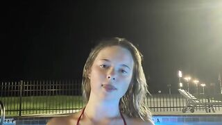 Hot girl with a Black guy in the pool
