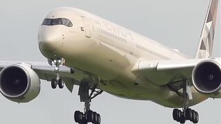 🇦🇪Golden Etihad Airbus A350-1000 landing on runway 36R at Schiphol Airport