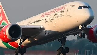 Kenya Airways Boeing 787-8 Dreamliner🛫 takeoff at Schiphol Airport
