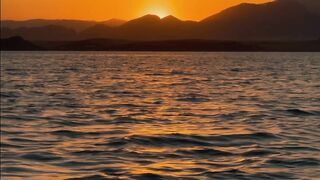 During the sunset in the ocean